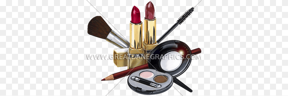 Make Up Layout Printed T Shirt, Cosmetics, Lipstick, Brush, Device Free Png