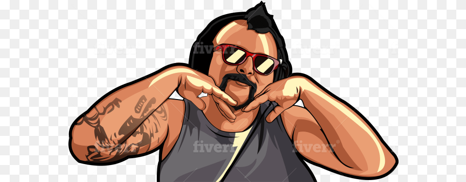 Make Vektor Art Gta San Andreas Style From Your Photo By Ridhoa Cartoon, Accessories, Sunglasses, Photography, Person Free Png Download