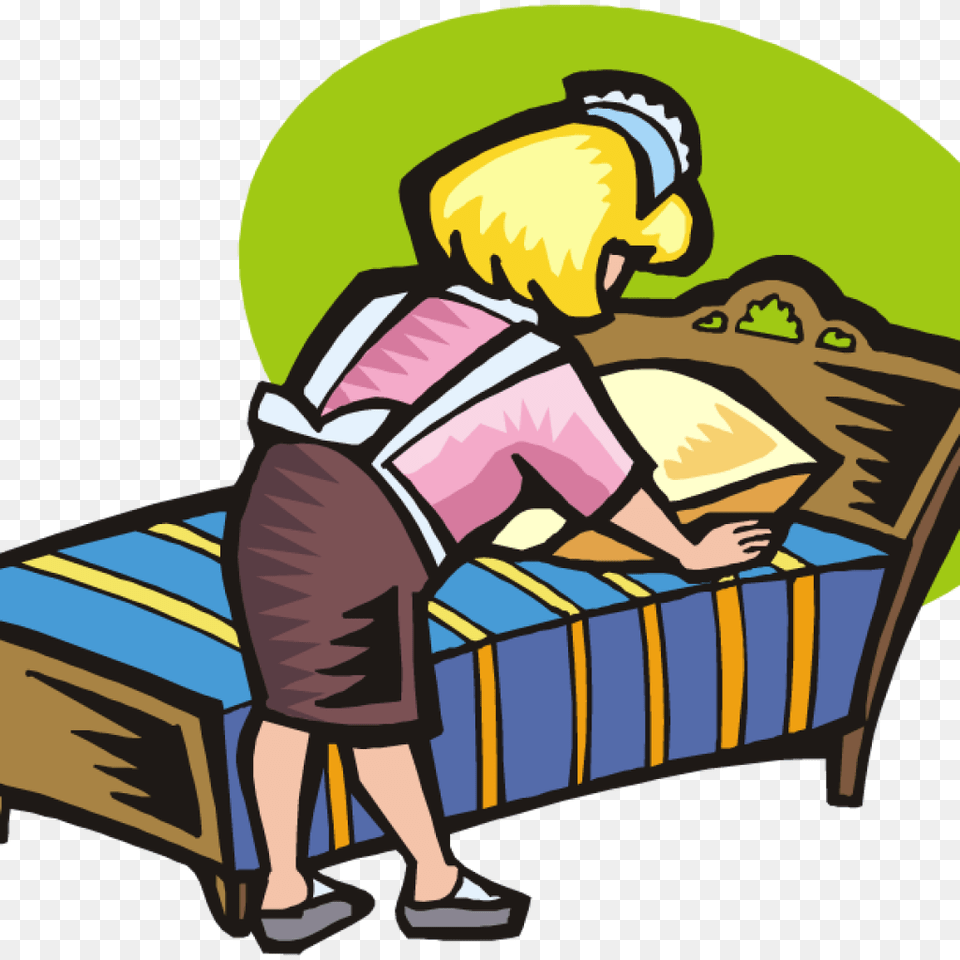Make Your Bed Clipart Clipart Download, Furniture, Person, Reading, Book Free Png