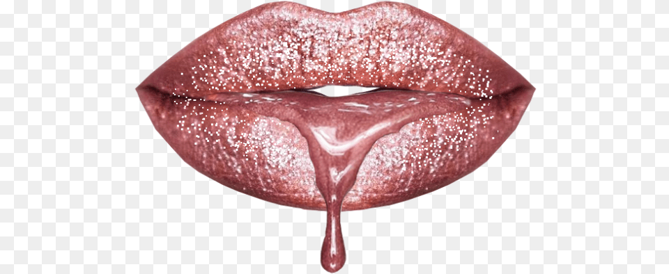 Makeup Artist Rose Gold Dripping Lips Rose Gold Glitter Lips, Body Part, Mouth, Person, Tongue Free Png