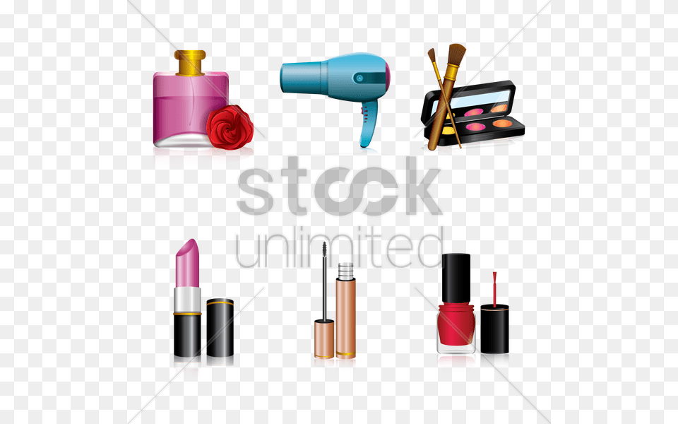 Makeup Beauty Tools And Products Vector Image, Cosmetics, Lipstick, Appliance, Blow Dryer Free Png