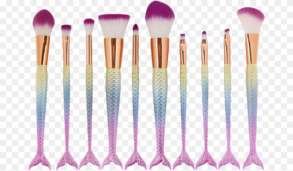 Makeup Brush Set Mermaid, Device, Tool, Cosmetics Free Png Download