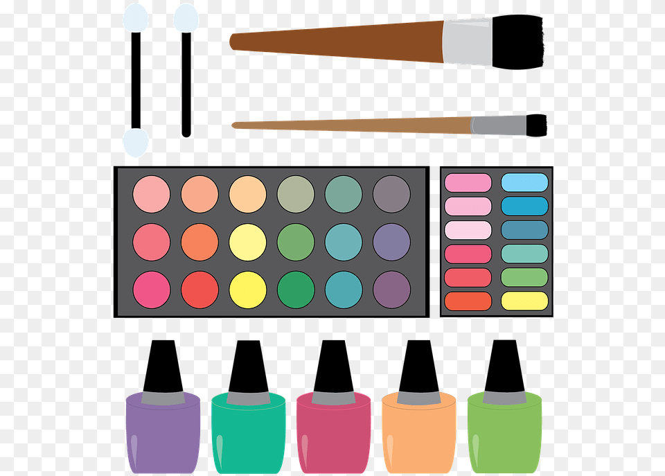 Makeup Cosmetics Fashion Eyeshadow Brush Nail Polish And Make Up Clipart, Paint Container, Palette, Cup Png
