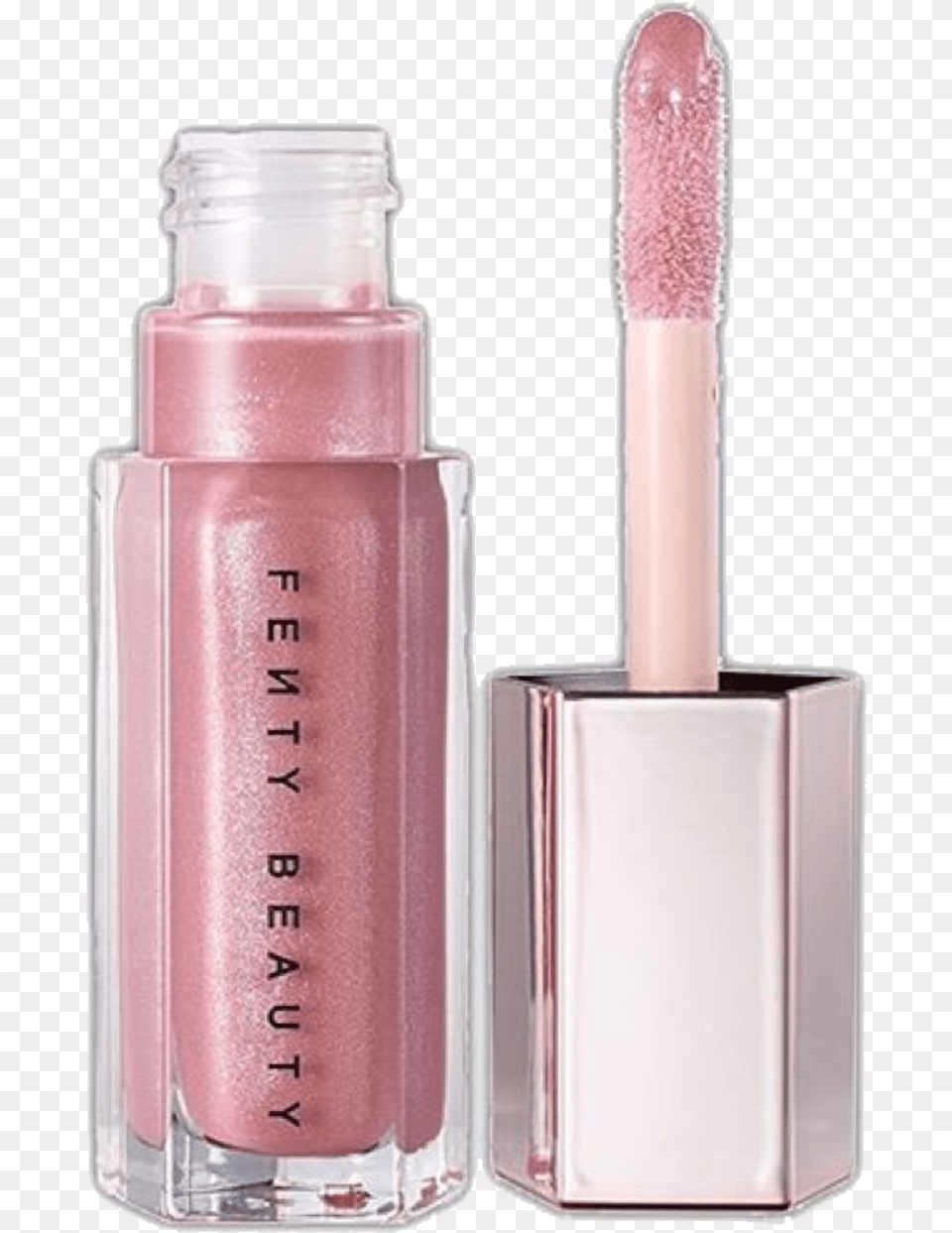 Makeup Pink Fenty Beauty Shiny Lip Gloss Tube Fenty Beauty Gloss Bomb, Cosmetics, Lipstick, Bottle, Perfume Png Image