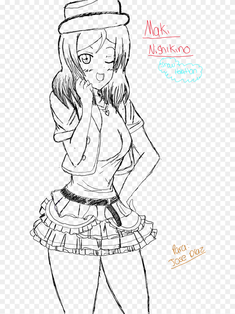 Maki Nishikino Snow Halation Dress Line Art, Text Free Transparent Png