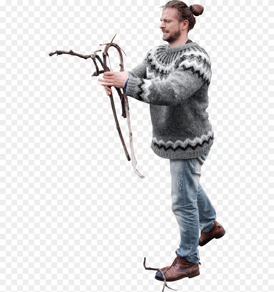Making A Fire Gardener, Sweater, Clothing, Pants, Knitwear Png Image