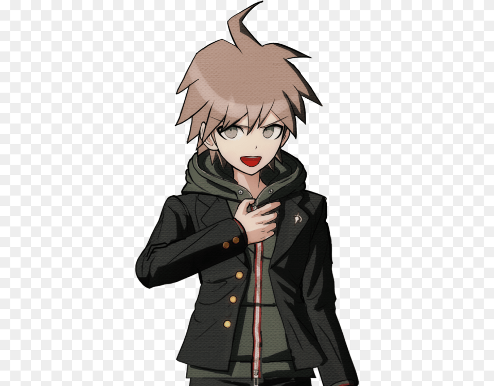 Makoto Naegi Sprites Happy, Publication, Book, Clothing, Coat Free Transparent Png