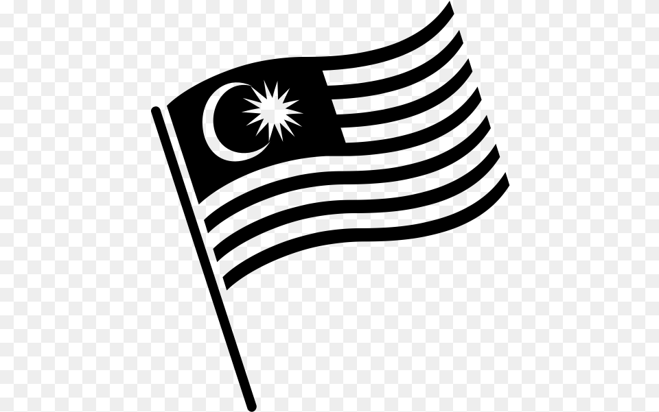 Malaysia Flag Black And White, Gray Free Png Download