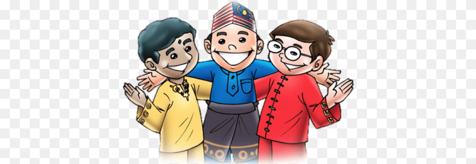 Malaysia People Malay Chinese Indian Cartoon, Book, Comics, Publication, Baby Free Transparent Png
