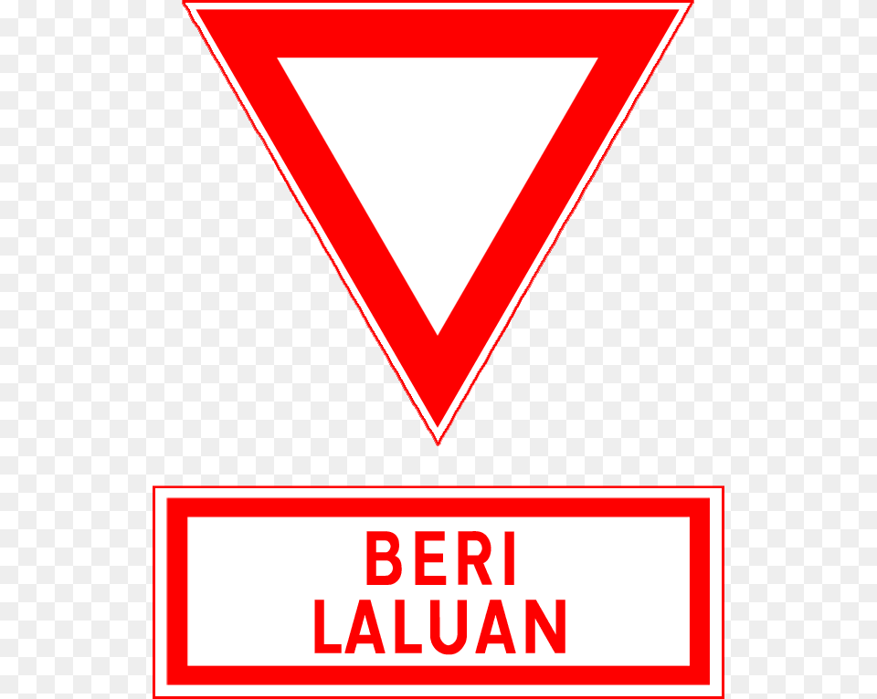 Malaysian Yield Sign Road Sign In Malaysia, Triangle, Symbol Free Png Download