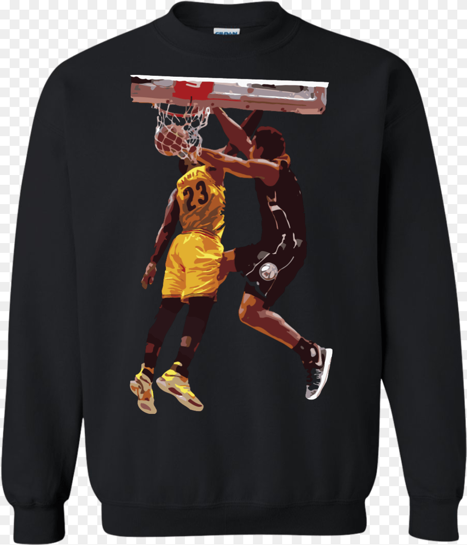 Malcolm Brogdon Dunk On Lebron James Shirt Hoodie T Shirt, Clothing, T-shirt, Footwear, Person Free Png Download