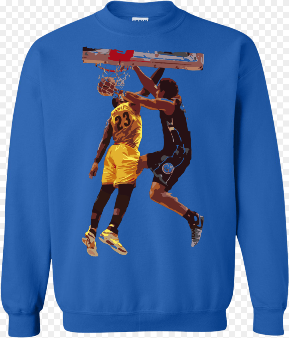 Malcolm Brogdon Dunk On Lebron James T Shirt Sweater Lebron T Shirt, Sweatshirt, Clothing, Knitwear, Person Png