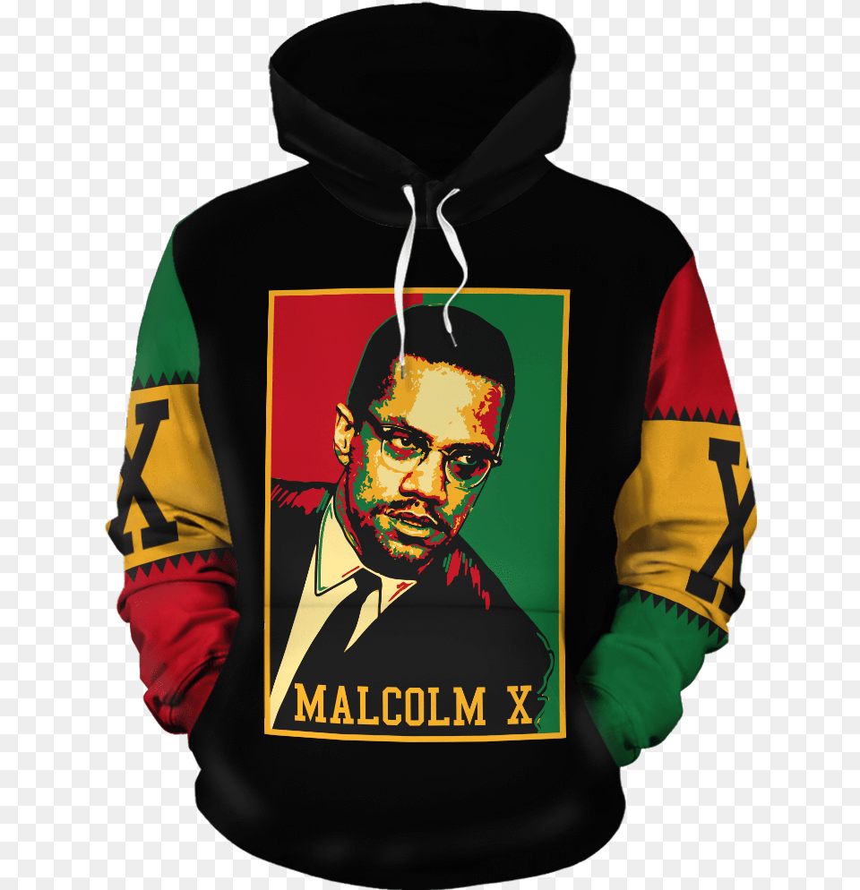 Malcolm X Retro All Over Hoodieclass Malcolm X Zip Hoodie, Sweatshirt, Sweater, Knitwear, Clothing Free Png