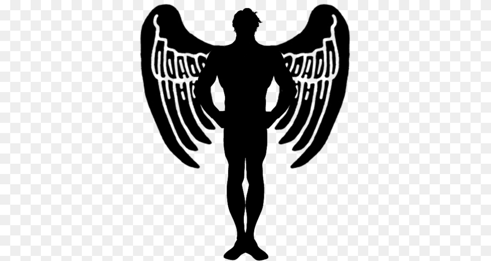 Male Angelfairy Silhouette 2 By Viktoria Lyn On Clipart Male Angel, Gray Free Transparent Png