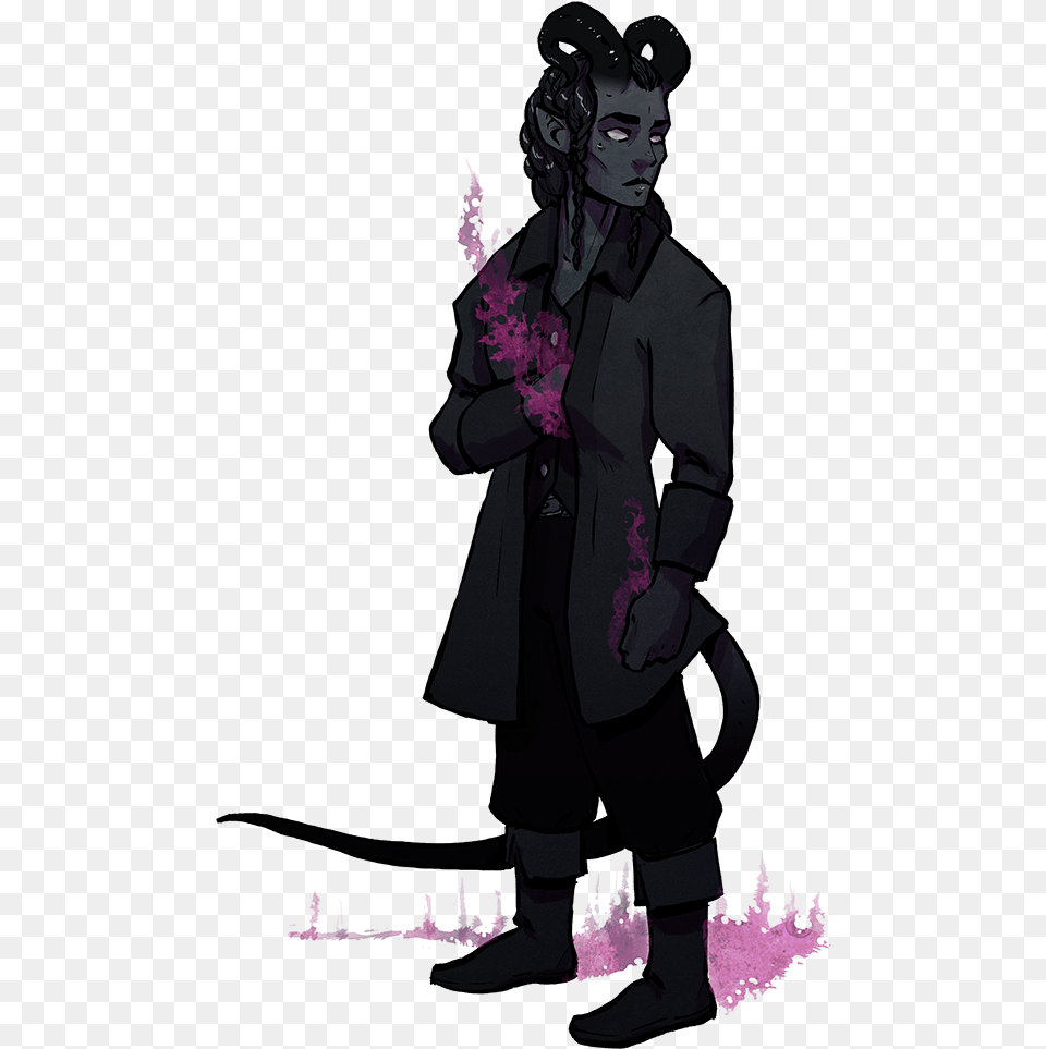 Male Black Skinned Tiefling, Purple, Clothing, Coat, Person Free Png Download