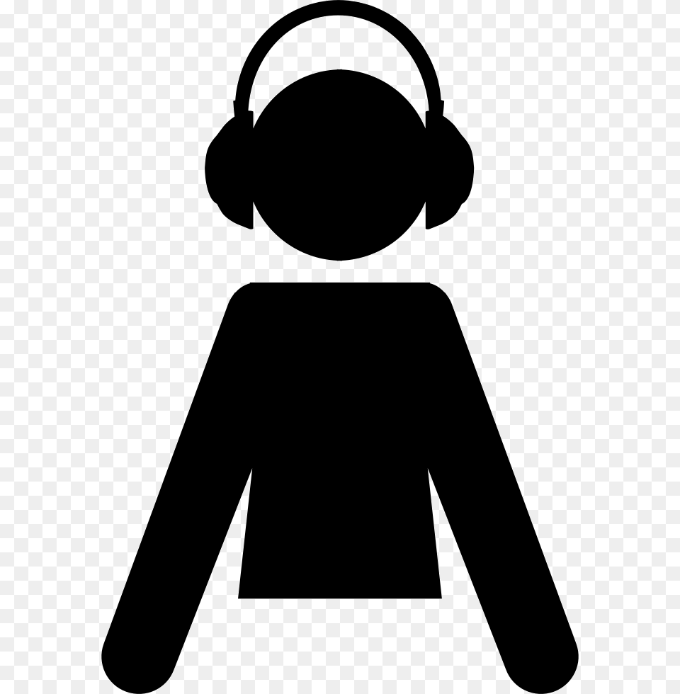 Male Cartoon Silhouette With Headphones Clipart Headphones Cartoon, Stencil, Electronics Png Image