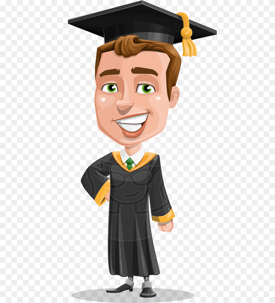 Male College Graduate Cartoon Vector Character Aka Graduation Cap On Girl Cartoon, People, Person, Face, Head Free Png