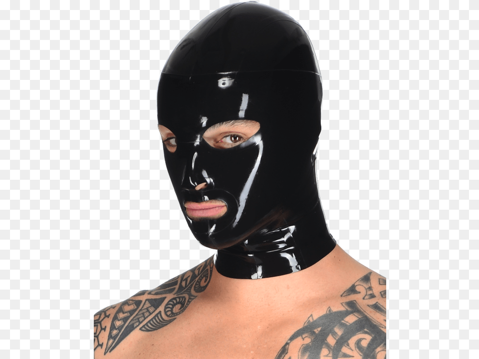 Male Full Face Hood Latex Hood For Men, Tattoo, Skin, Person, Adult Free Png Download