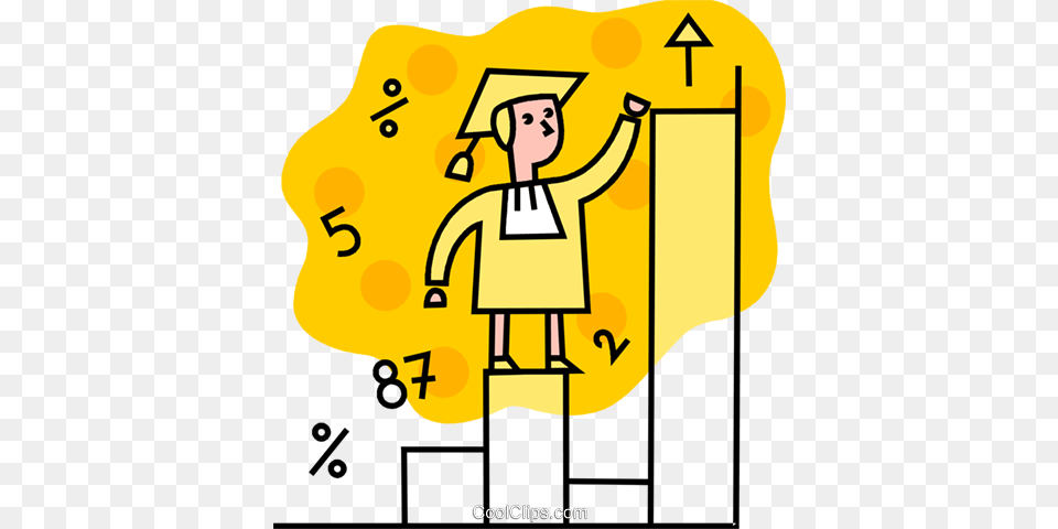 Male Graduate Climbing Graph Royalty Vector Clip Art, Person, Face, Head, Text Free Png Download