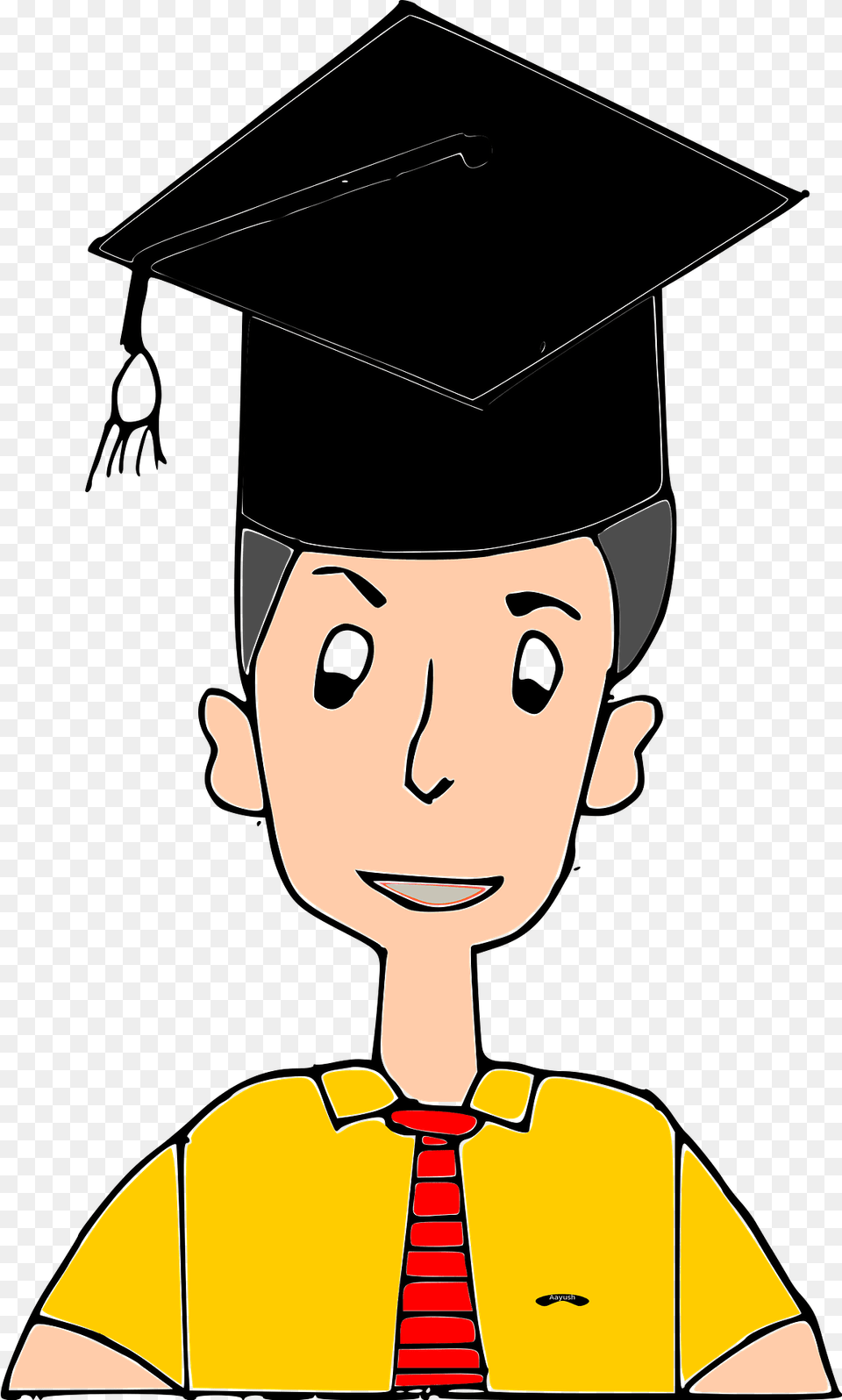 Male Graduate In A Yellow Shirt Wearing A Black Mortarboard Clipart, Graduation, People, Person, Face Free Transparent Png