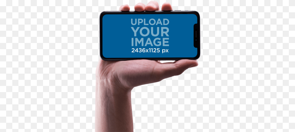 Male Hand Holding An Iphone X Mockup Horizontally Against Sign, Phone, Electronics, Mobile Phone, Texting Free Png