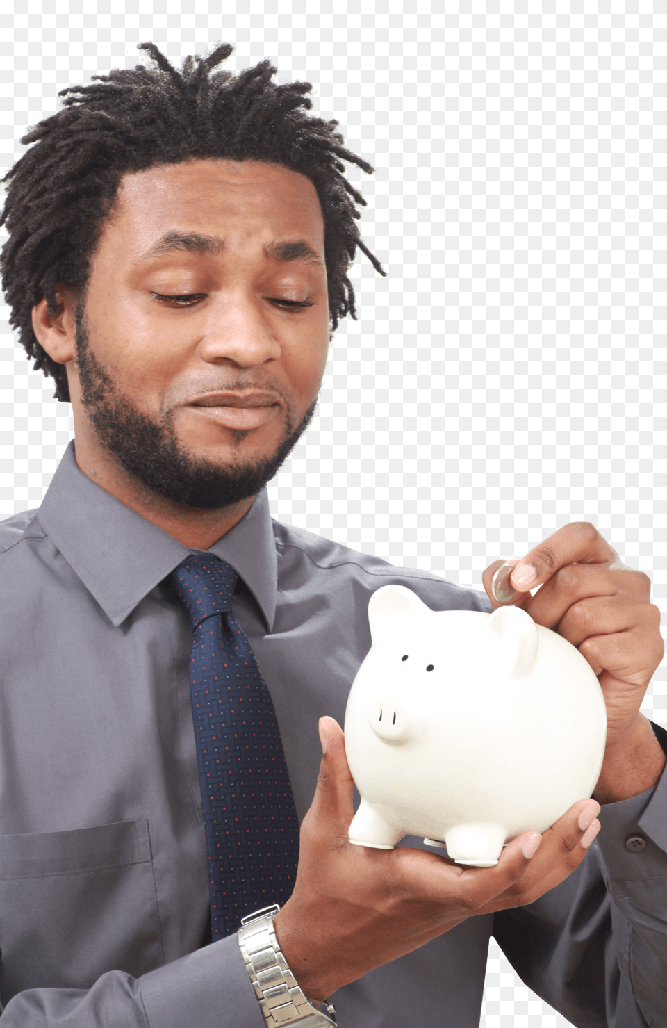 Male Hand Putting Coin Into A Piggy Bank Image, Person, Body Part, Finger, Accessories Free Png Download
