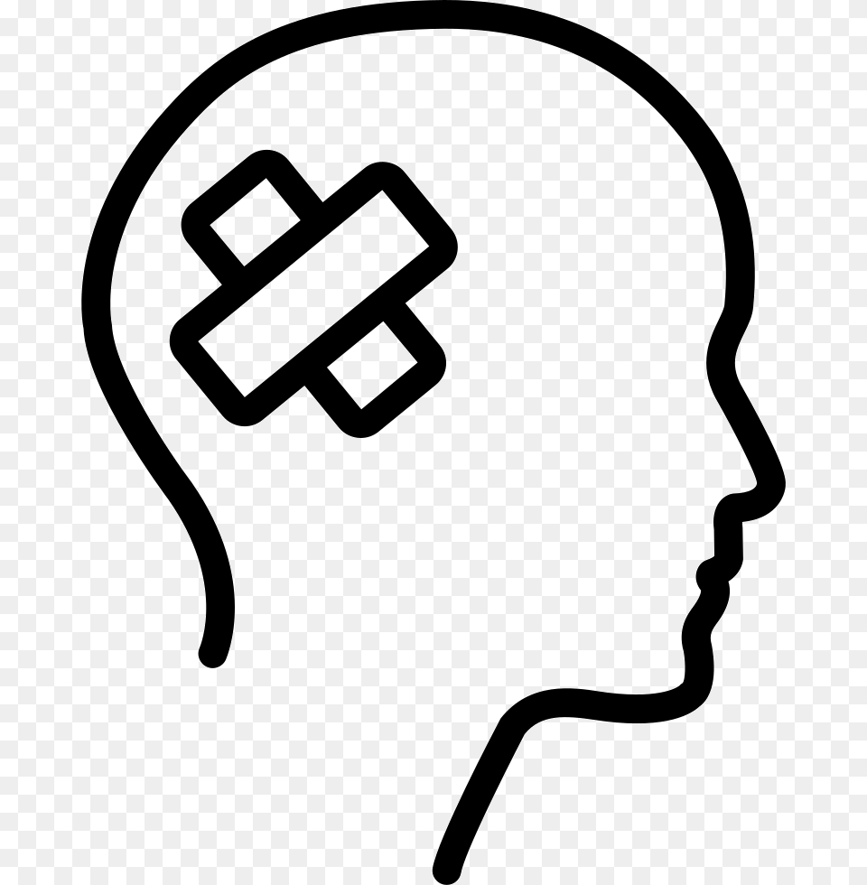 Male Head Outline Side View With Medical Tape Head Icon Outline, Stencil, Body Part, Hand, Person Free Png Download