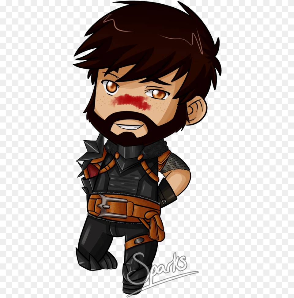 Male Mage Hawke Chibi By Sparksreactor Chibi Boy With Beard, Book, Comics, Publication, Baby Png Image