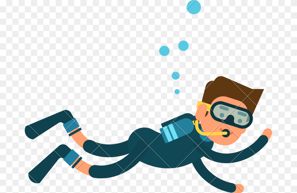 Male Scuba Diver Cartoon Character, Water, Nature, Outdoors, Adventure Free Png Download