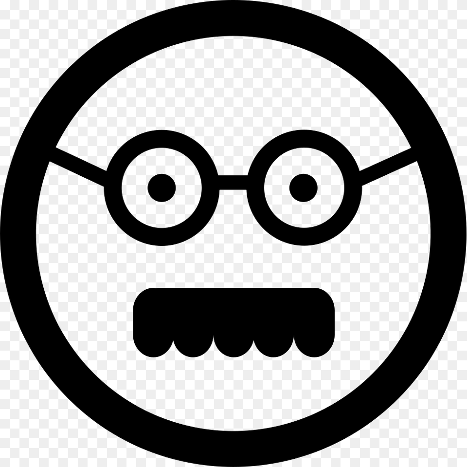 Male Square Face With Glasses And Mustache Comments Smiley Face Black And White With Mustache, Stencil, Symbol Free Png