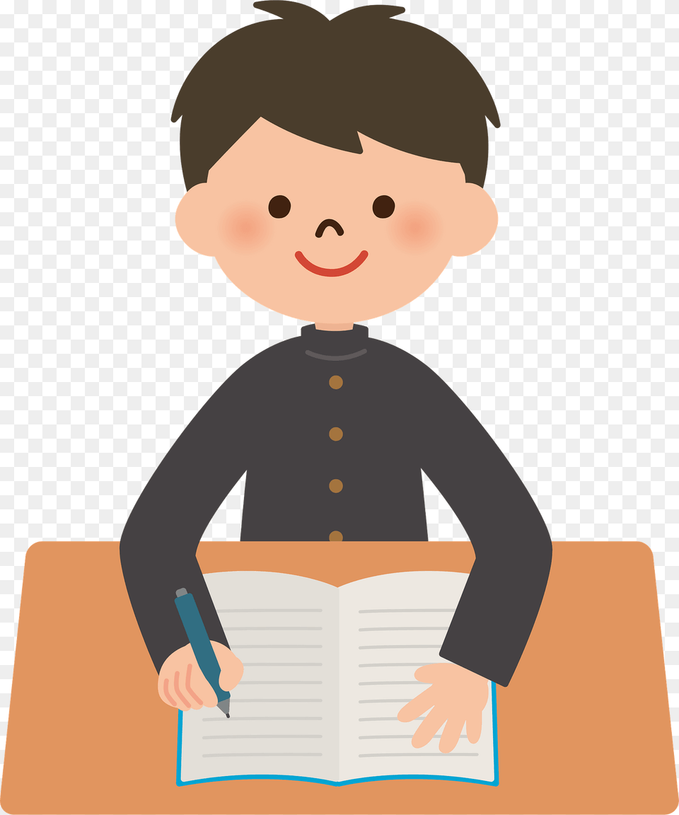 Male Student Is Writing In His Notebook Clipart, Person, Reading, Face, Head Free Png Download