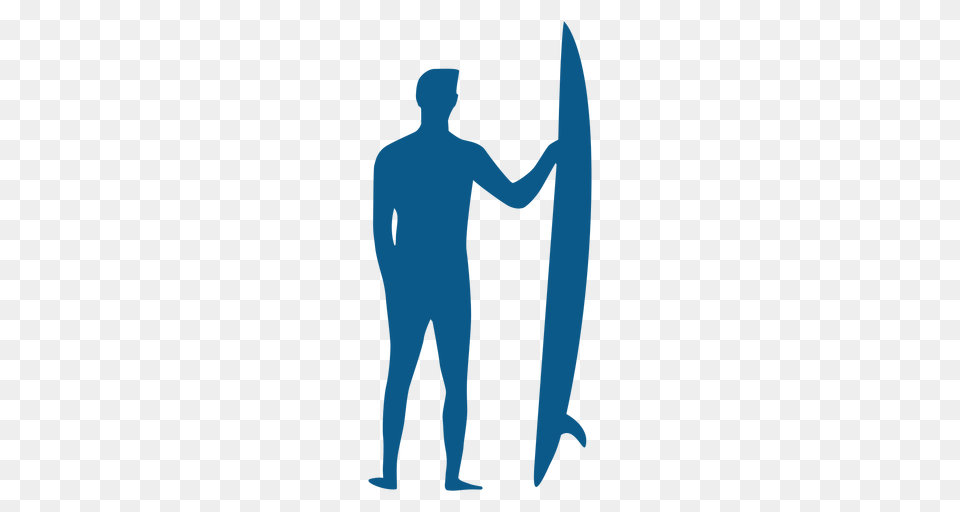 Male Surfer With Longboard Silhouette, Water, Sea Waves, Sea, Nature Png Image