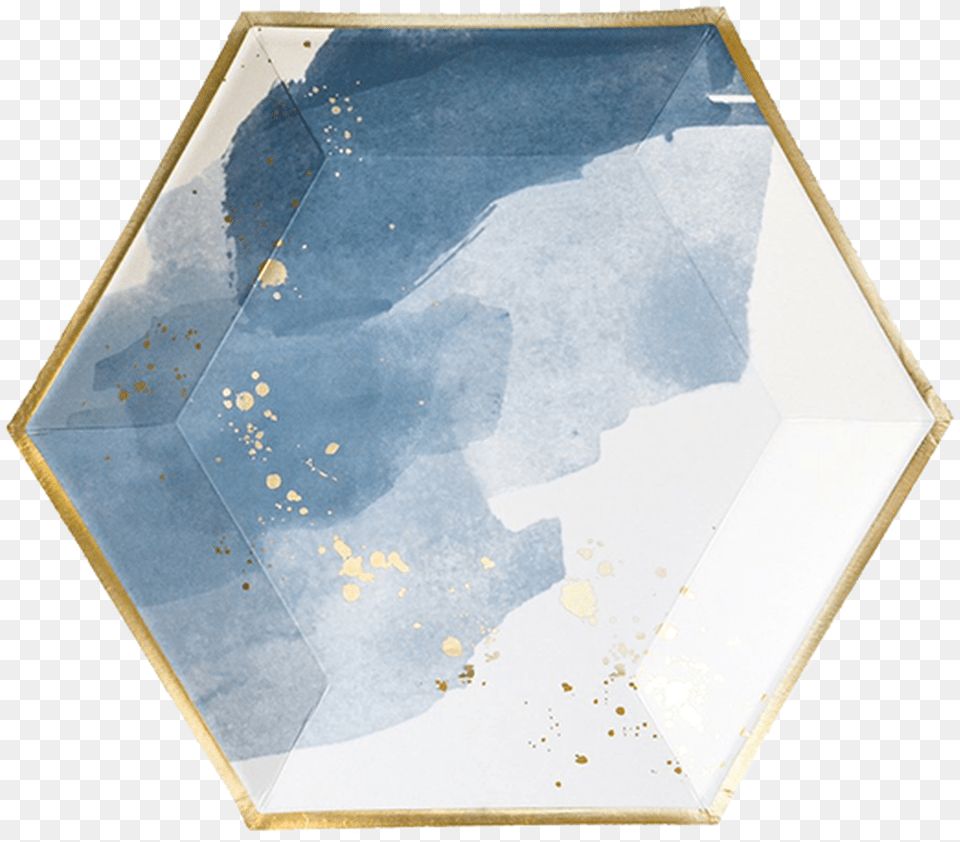 Malibu Blue Watercolor Paper Plates Large Blue And Gold Watercolor Background, Mineral Free Png Download