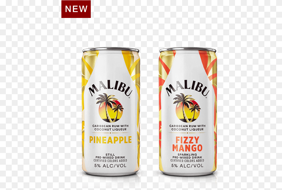 Malibu Pineapple Fizzy Mango Malibu Rum Mango Can, Tin Png