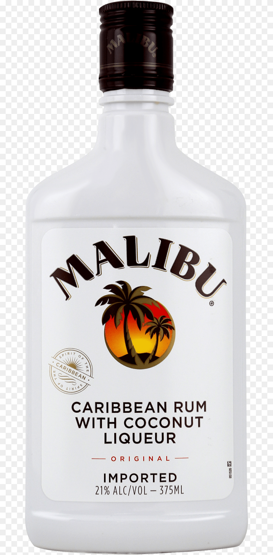 Malibu Rum Caribbean Original 375ml Bottle Malibu, Alcohol, Beverage, Liquor Free Transparent Png
