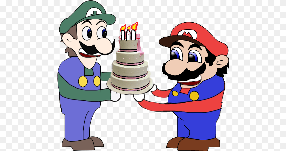 Malleo And Weegee In Birthdays Mario And Luigi Vs Malleo And Weegee, Cake, Dessert, Food, Wedding Cake Free Transparent Png