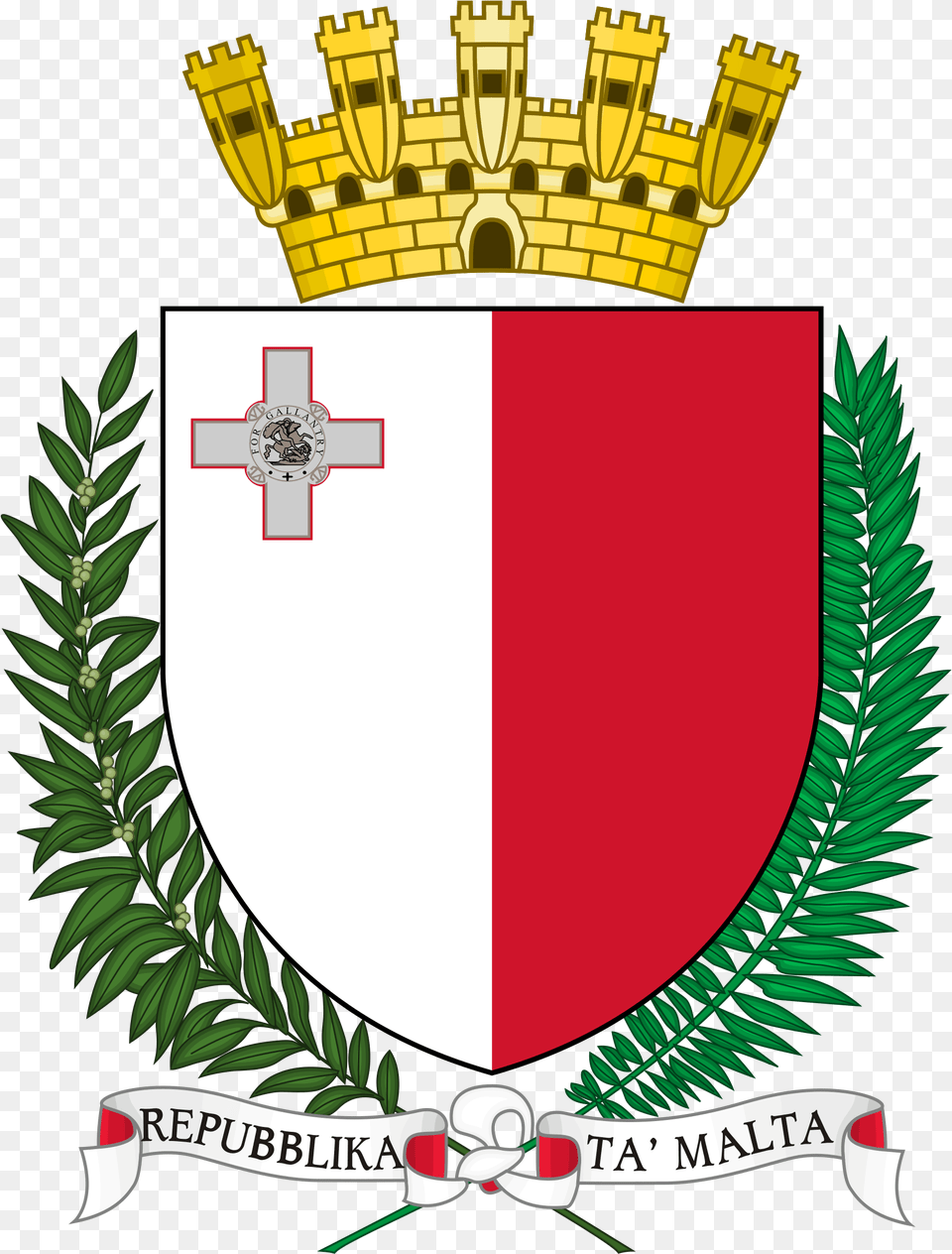 Malta Coat Of Arms, Emblem, Symbol, Bulldozer, Machine Free Png