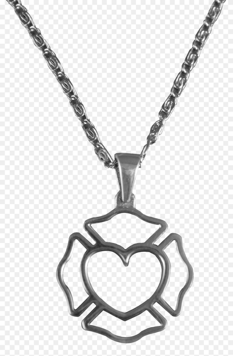 Maltese Cross Outline With Heart Necklace, Accessories, Jewelry, Pendant, Smoke Pipe Png