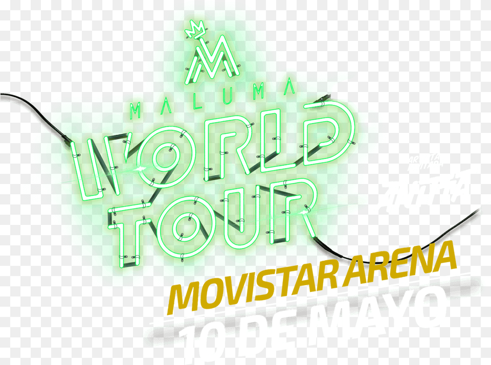 Maluma F A M E World Tour 2019 Movistar Maluma World Tour Logo 2019, Green, Advertisement, Light, Poster Png