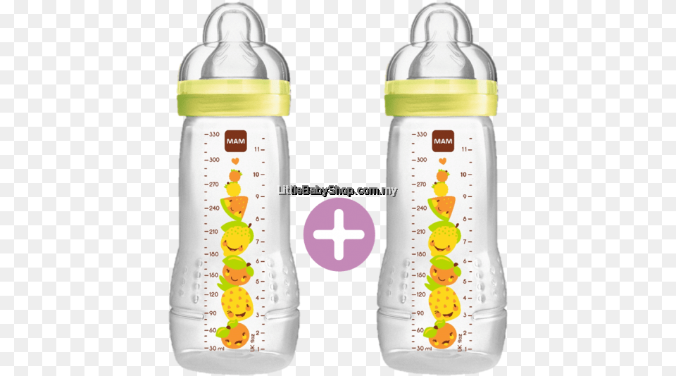 Mam Easy Active Baby Feeding Bottle 330ml Mam Baby Bottle 330ml 2 Pack Pink, Water Bottle, Shaker Free Png