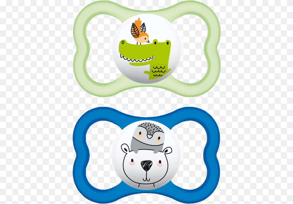 Mam Pacifier Air Twin Set Panda And Crocodile Mam Soothers, Rattle, Toy, Animal, Bird Free Png