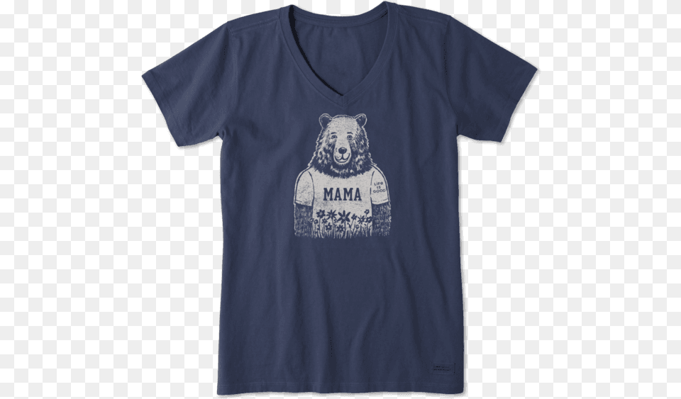 Mama Bear Crusher Vee Life Is Good, Clothing, T-shirt, Animal, Mammal Png Image