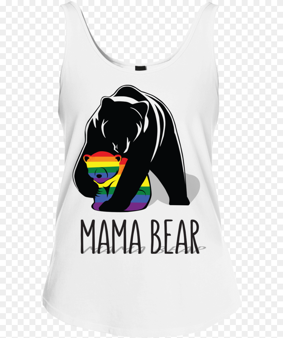 Mama Bear Lgbtq Threads Junior Fit Cotton Tank Top Osos Decal, Clothing, Tank Top, T-shirt, Person Png Image