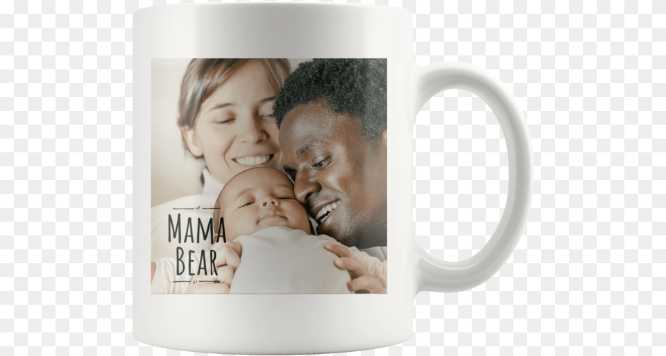Mama Bear Personalized Ceramic Photo Mug Father, Baby, Person, Adult, Photography Free Png Download