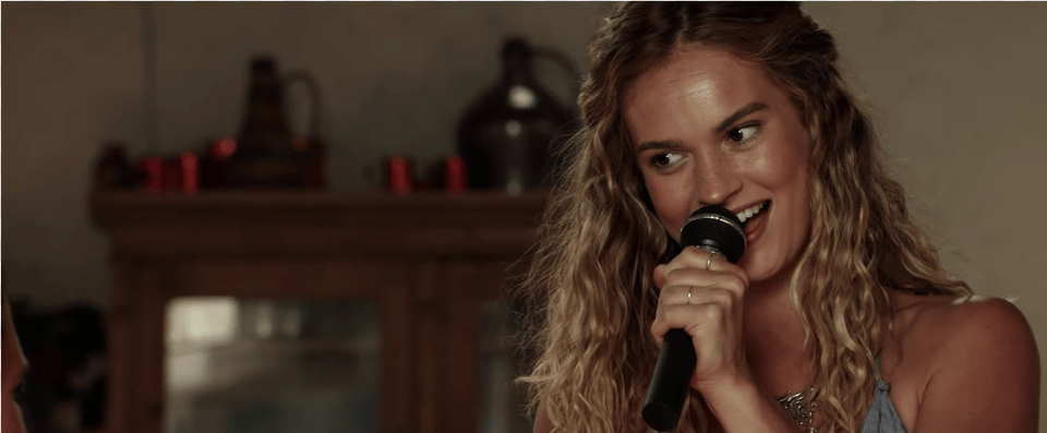 Mamma Mia Here We Go Again Mamma Mia Lily James Lyrics, Microphone, Electrical Device, Solo Performance, Person Free Png Download
