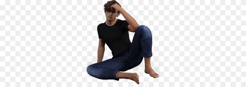 Man Jeans, Clothing, Pants, Sitting Png