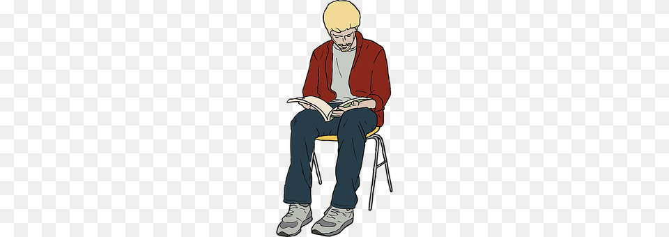 Man Sitting, Reading, Person, Male Png Image