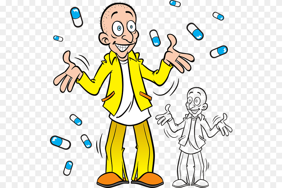Man 640 Drug Addict Cartoon, Person, Face, Head, Juggling Free Png Download