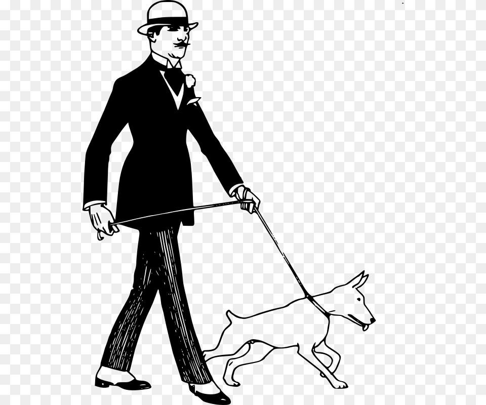 Man And Dog Clip Art, Gray Free Transparent Png