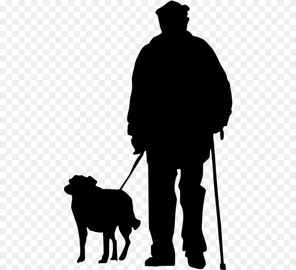 Man And Dog Silhouette, Gray Png